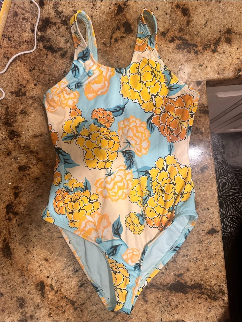 Hobie Girls Blue Yellow Floral Bikini